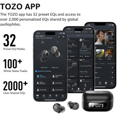 TOZO Hybrid Noise Cancelling Wireless Earbuds: 59H Playtime, IPX8