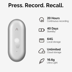 PLAUD NotePin: AI Voice Recorder for Meetings & Lectures, 64GB Memory