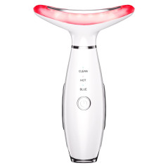 Masseur  3-en-1 pour le Visage et Cou : LED, Chaleur, Vibration