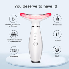 3-in-1 Beauty Massager: LED, Thermal & Vibration for Skin Care