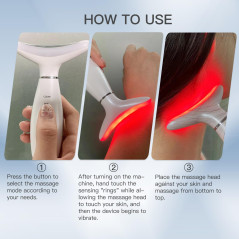 Masseur  3-en-1 pour le Visage et Cou : LED, Chaleur, Vibration