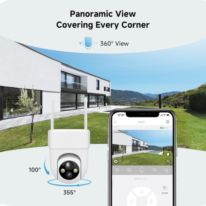Caméras de Surveillance Solaire 2K: Sécurité Ultime, Installation Facile, Vue 360°! (Lot de 2) Caméras de Surveillance Solaire 2K: Sécurité Ultime, Installation Facile, Vue 360°! (Lot de 2)