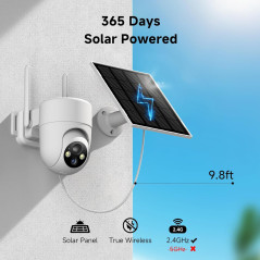 Cameras de Sécurité Solaire 2K Sans Fil - Vue 360°