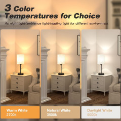 Lampe de Chevet Petite - 3 Températures, Ports USB, Noir