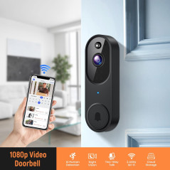 Caméra de Sonnette Intelligente Sans Fil avec Détection AI