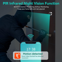 Caméra de Porte Vidéo 1080P - Moniteur 4.3, Detection de Mouvement