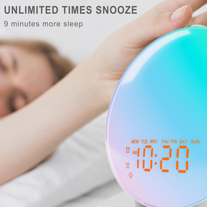 Sunrise Alarm Clock & Sound Machine: 17 Nightlights, Bluetooth, FM Radio
