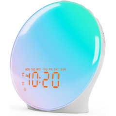 Réveil lumineux avec Bluetooth, 25 sons apaisants - Cadeau ideal