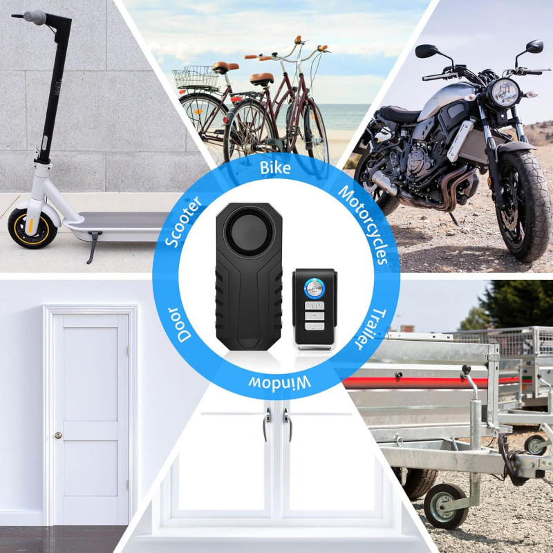 Secure Your Ride: 2Pcs Wireless Bike Alarms with 113dB Sound & IP65