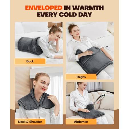 Rapid Relief Heating Pad - Graphene Tech for Neck, Shoulder & Back Pain - 6 Heat Settings & Timer - Perfect Gift!