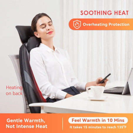 Snailax Shiatsu Back Massager with Heat: Kneading Massage Cushion for Home & Office Relief