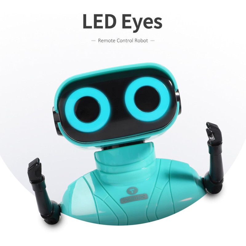 GILOBABY Remote Control Robot Toy — LED eyes, dance moves, music & flexible arms, perfect birthday gift in blue!