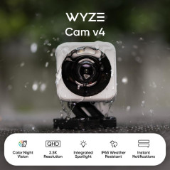 Caméra Intelligente WYZE Cam v4 2.5K – Sécurité Int./Ext.