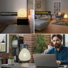 Dimmable Japanese Rice Paper Lamp — Double-layered Noguchi Akari style with washi shade & bulb included!