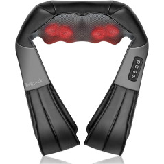 Nekteck Shiatsu Massager — Deep tissue 3D kneading pillow with heat for neck & back muscle pain relief!