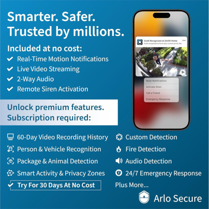 Arlo 2K Wireless Security Camera 2-Pack: See Everything, Day & Night! Indoor/Outdoor, 2-Way Audio Arlo 2K Wireless Security Camera 2-Pack: See Everything, Day & Night! Indoor/Outdoor, 2-Way Audio