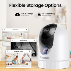 2K 360° Indoor WiFi Camera — Night vision, 2-way audio, SD storage & works with Alexa/Google Home!