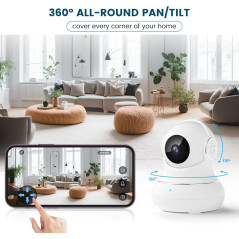 Litokam 2K Indoor Security Camera — 360° pan/tilt, motion detection, night vision & 2-way audio for baby & pet care!