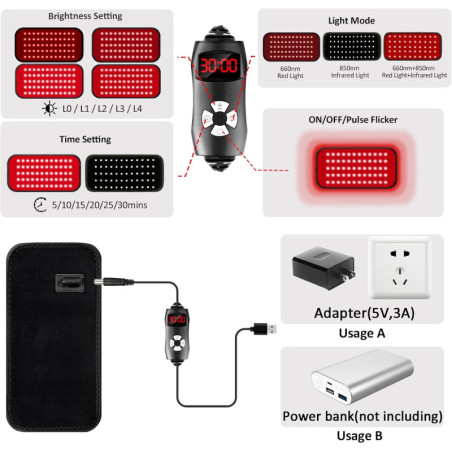 Red Light Therapy Belt: Pain Relief & Recovery - Infrared Wrap with Timer