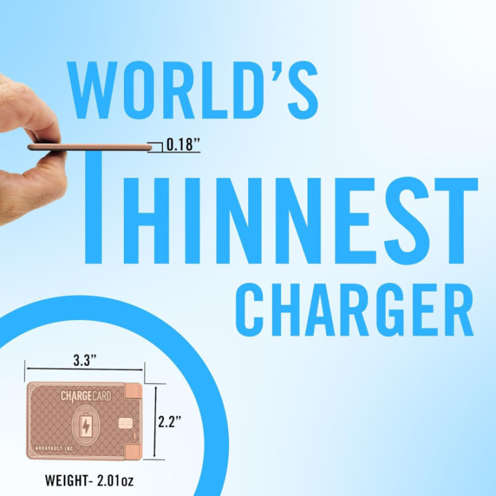 AquaVault ChargeCard: Batterie Externe Slim 2300mAh Rose Gold - Charge Rapide USB-C, iPhone & Android AquaVault ChargeCard: Batterie Externe Slim 2300mAh Rose Gold - Charge Rapide USB-C, iPhone & Android