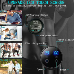 Deep Tissue Massage Gun for Athletes | 8 Heads & 20 Speeds, Matte Black