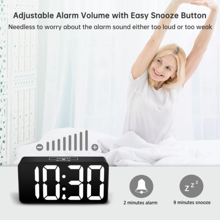 DreamSky Small Digital Alarm Clock: Large Display, USB Charging, Adjustable Volume - Perfect for Bedroom!