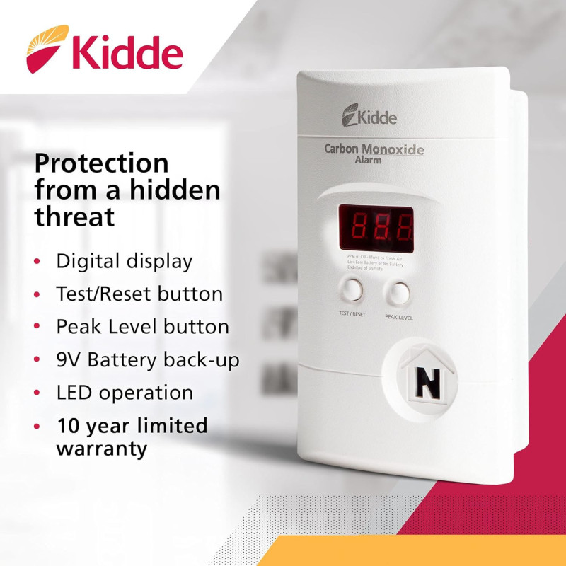 Détecteur Monoxyde de Carbone Kidde avec Affichage LED digital