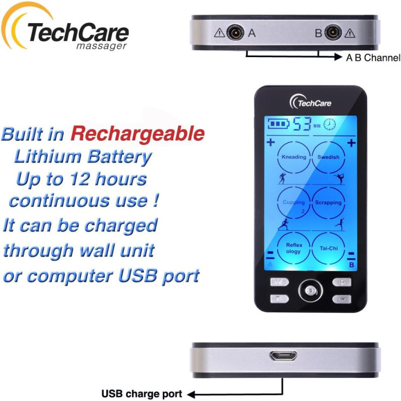 Tens Unit Plus 24 Rechargeable Pulse Massager – Multi Mode with Accessories
