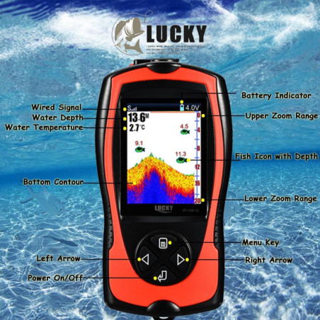 LUCKY Portable Fish Finder: Wired Sonar for Kayak & Boat Fishing - Find Fish Now!
