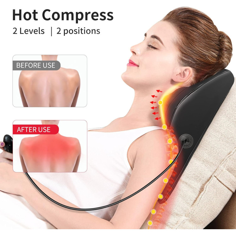 Boriwat Coussin Massant Chauffant 3D pour Douleurs Corporelles