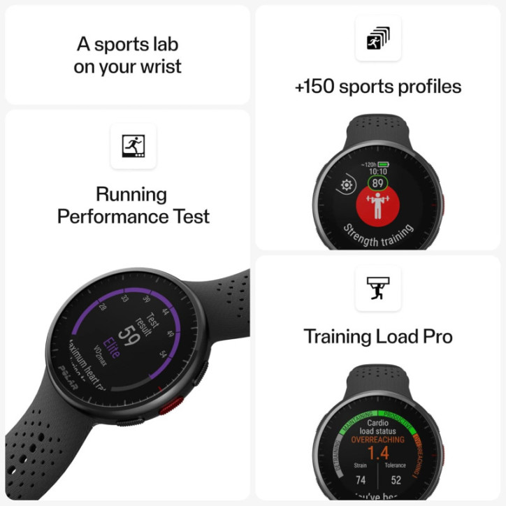 Polar Pacer Pro: Ultra-Light GPS Running Smartwatch with Advanced Training Tools - Grey/Black