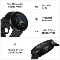 POLAR Pacer Pro : Montre GPS Fitness Ultra-Légère Gris-Noir