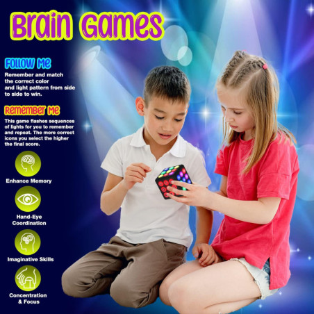 Cube Électronique Mémoire et Réflexes PlayRoute - Jeu Éducatif et Amusant 6-12 Ans