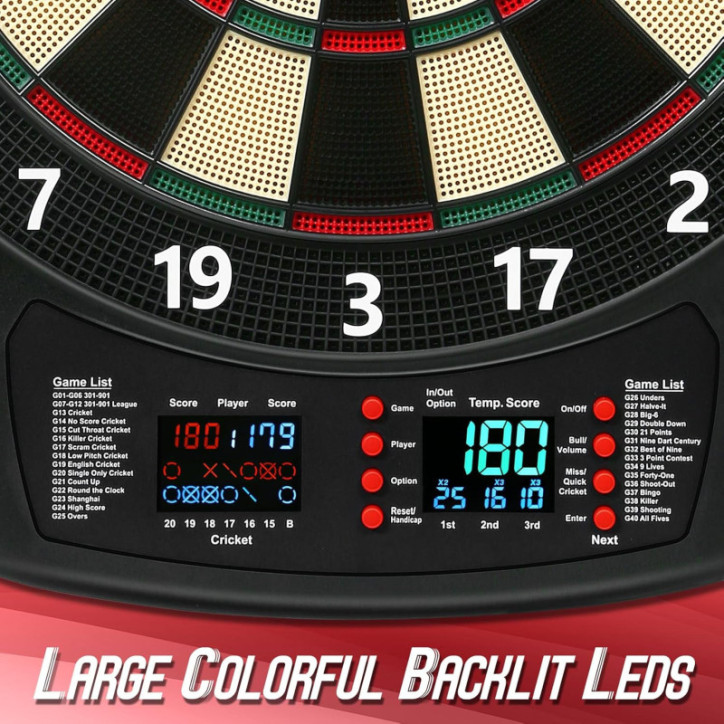Electronic Dartboard Set: 40 Games, LED Display, 6 Darts & 100 Tips - Family Fun! Electronic Dartboard Set: 40 Games, LED Display, 6 Darts & 100 Tips - Family Fun!