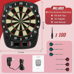 Fléchettes Électroniques LED 40 Jeux 6 Fléchettes 427 Modes