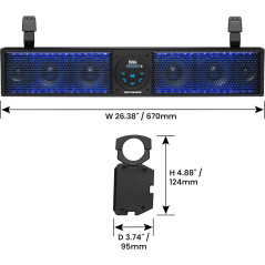 BOSS Audio BRT26RGB : Barre Son Bluetooth Étanche 26 ATV