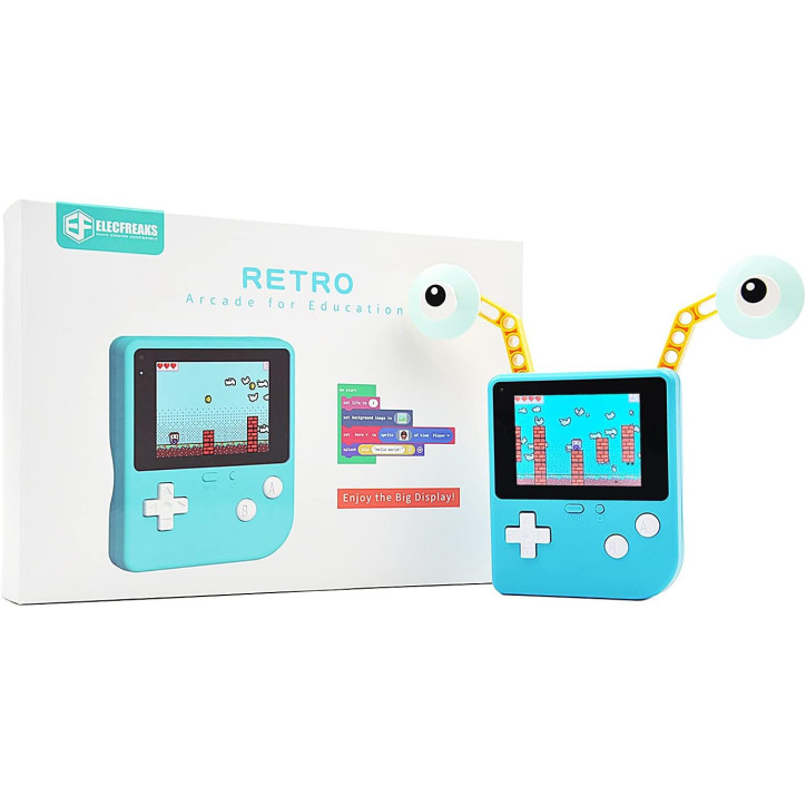 ElecFreaks Retro Gaming Console: Learn to Code with Blocks & Python! Perfect STEM Gift
