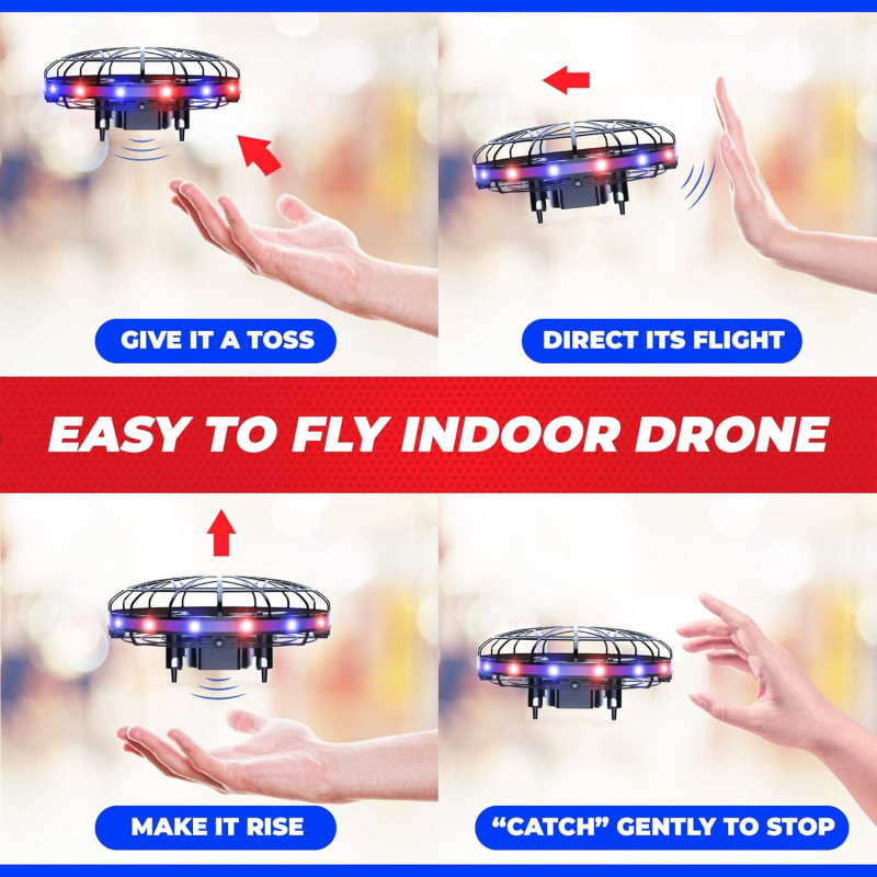 Drone Force1 Scoot LED - Mini Drone Sensor Mains Rouge/Bleu