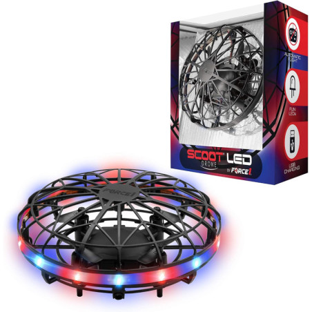 Scoot Mini Drone Force1: Pilotage Facile par Mouvement, LED Rouge/Bleue - Jouet Tech Idéal pour Enfants & Adultes!