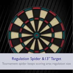 Fat Cat Electronic Dartboard 15+ Jeux, Auto-Score, Compact