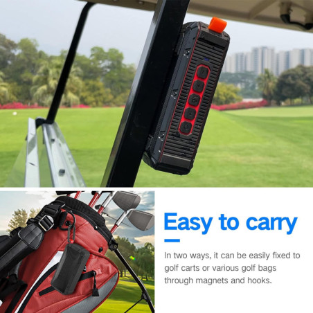 Dprofy Magnetic Golf Speaker: Waterproof, 24H Play, Powerful Sound - Perfect for Cart & Bag!