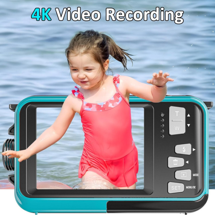 4K Waterproof Camera: 56MP Dual Screen, Autofocus, Perfect for Snorkeling & Family Fun! 4K Waterproof Camera: 56MP Dual Screen, Autofocus, Perfect for Snorkeling & Family Fun!