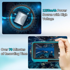Caméra Étanche 4K Plongée 11FT 32GB 56MP Bleu Compact