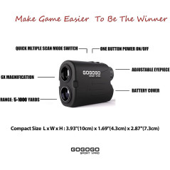 Gogogo Sport Vpro GS03 : Télémètre Laser Golf & Chasse 1200Yards