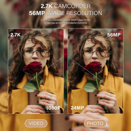 Caméra Vidéo 2.7K 56MP avec Écran Rotatif & Kit Complet: Capturez Chaque Instant!