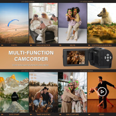 Caméra Vidéo QHD 2.7K 56MP Zoom 16X avec Lumière LED & SD32GB