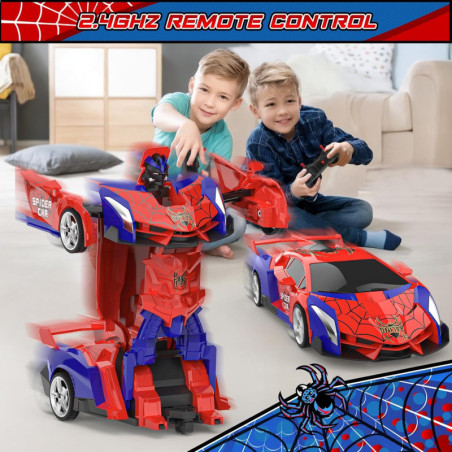 Robot Voiture Transformable : Cascade 360°, Télécommande 2.4GHz, Rechargeable, Anti-Choc – Le Jouet Ultime!
