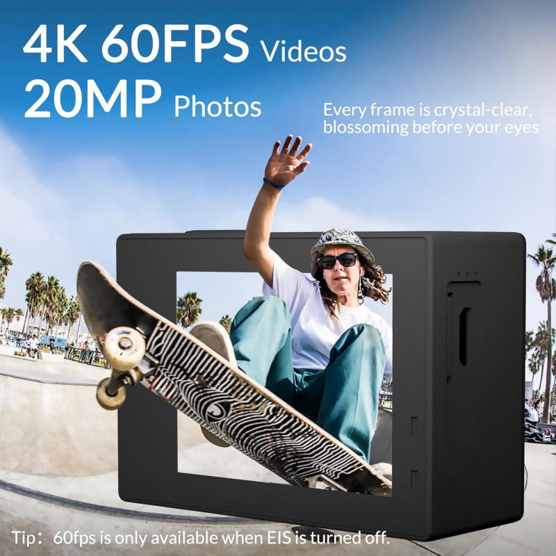 Caméra Action 4K 60FPS Icefox Étanche avec Zoom 5X & WiFi