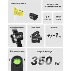 ACEGMET PF2C Golf Rangefinder with Slope, Vibration & ±1yd Accuracy