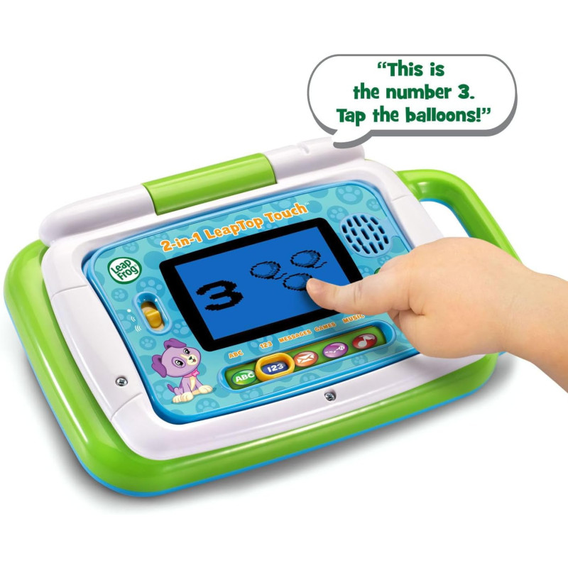 LeapFrog 2-in-1 LeapTop Touch Green – Interactive Learning Laptop